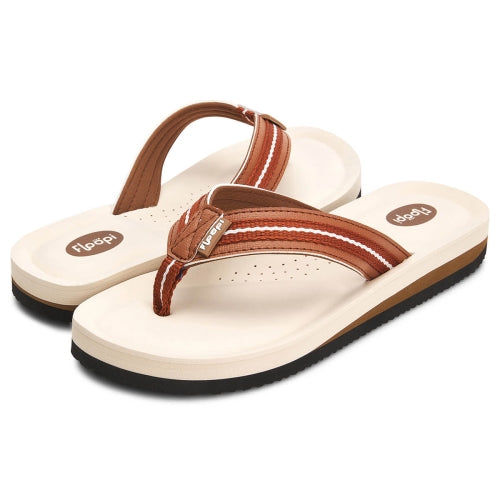 Floopi Women's Zoey Thong Flip Flop (Tan Brown 520)